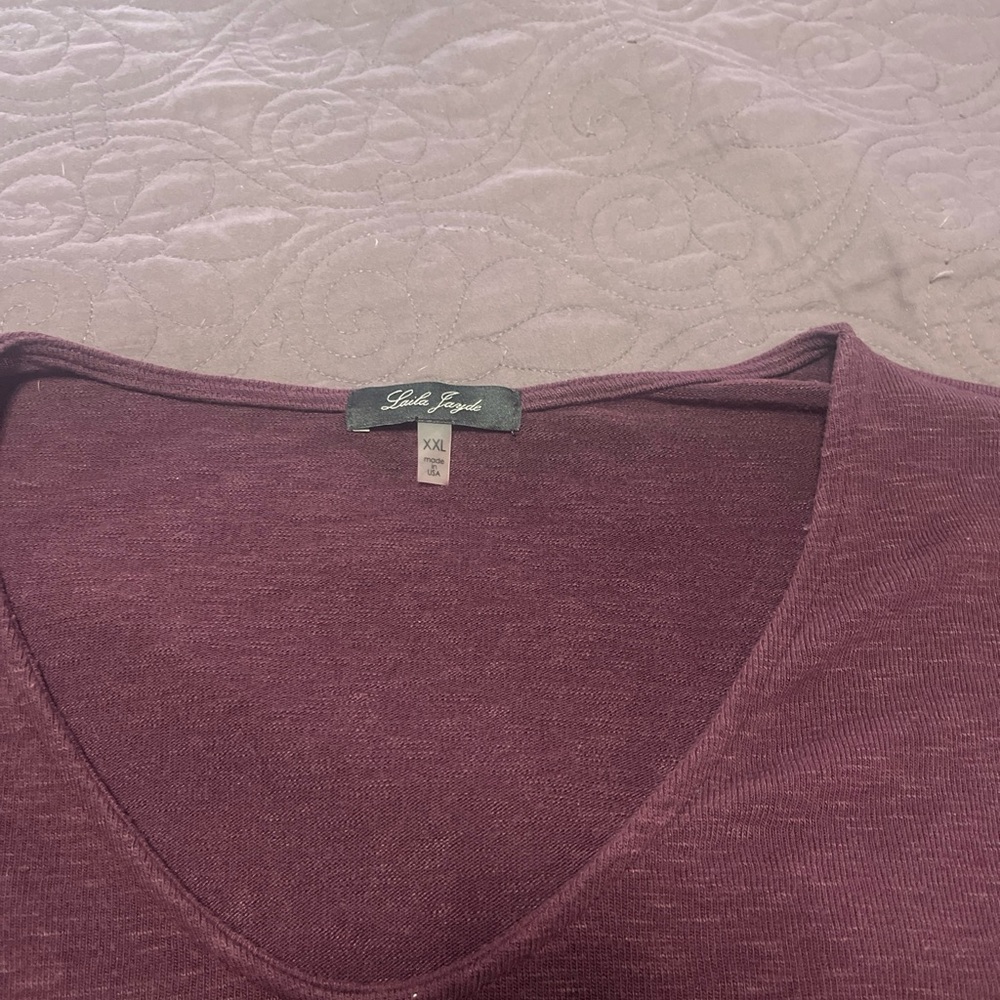 Laila Jayde Top, XXL eggplant Raglan Sleeve Made In USA